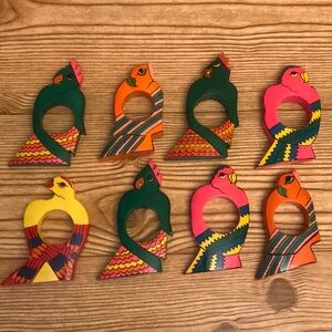 Wood parrots paper napkins holders